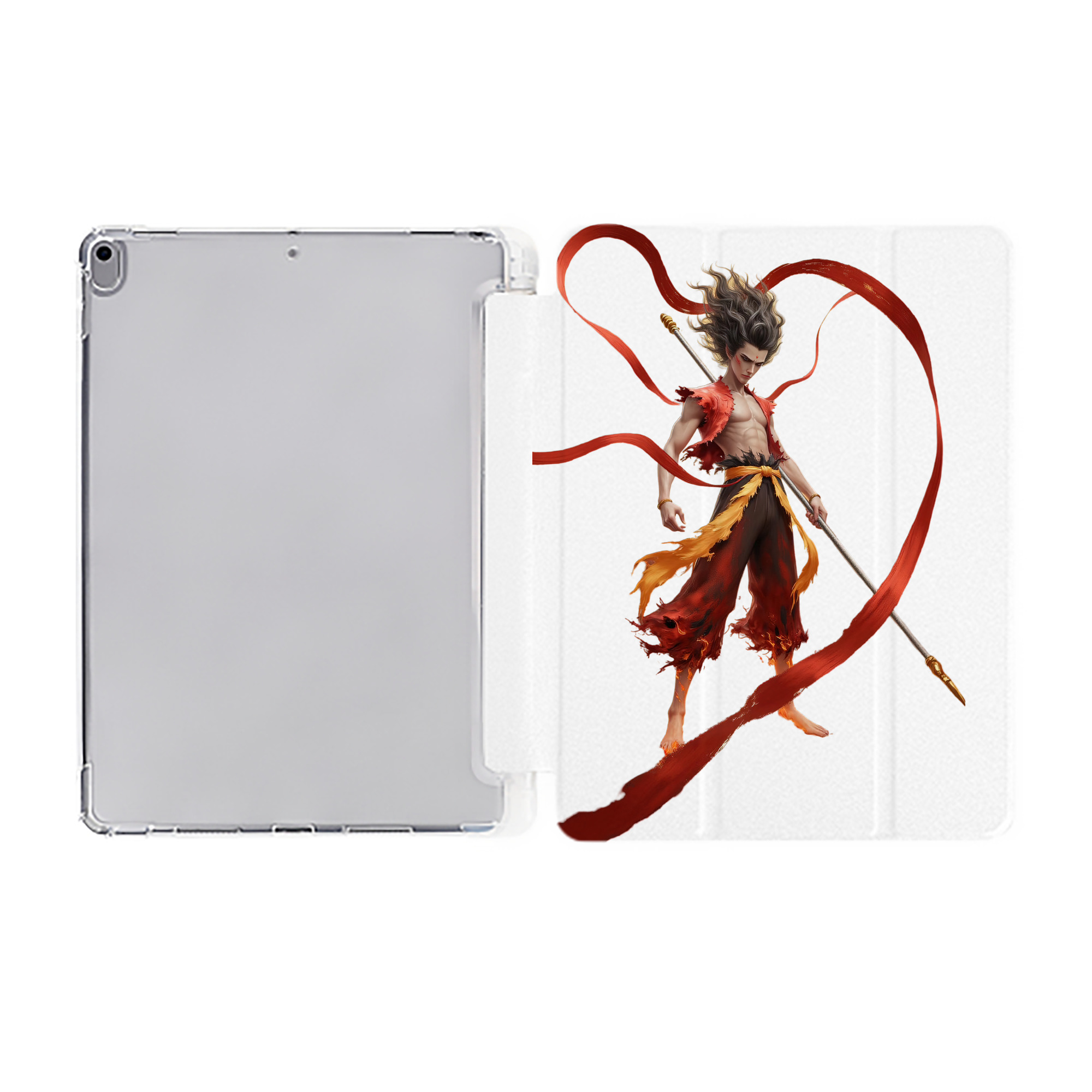 （画像用） Ne Zha 2 ナタ 魔童の大暴れ IPad ケース ペン収納付き 三つ折りスタンド PUレザー×シリコン 対応機種9.5/10.5/10.9インチ